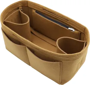 LEXSION Felt Purse Organizer Insert Zipper Pocket with Two Removeable Bottle Holder