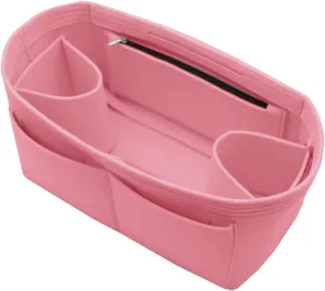 LEXSION Felt Purse Organizer Insert Zipper Pocket with Two Removeable Bottle Holder