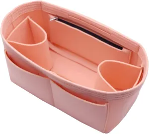 LEXSION Felt Purse Organizer Insert Zipper Pocket with Two Removeable Bottle Holder