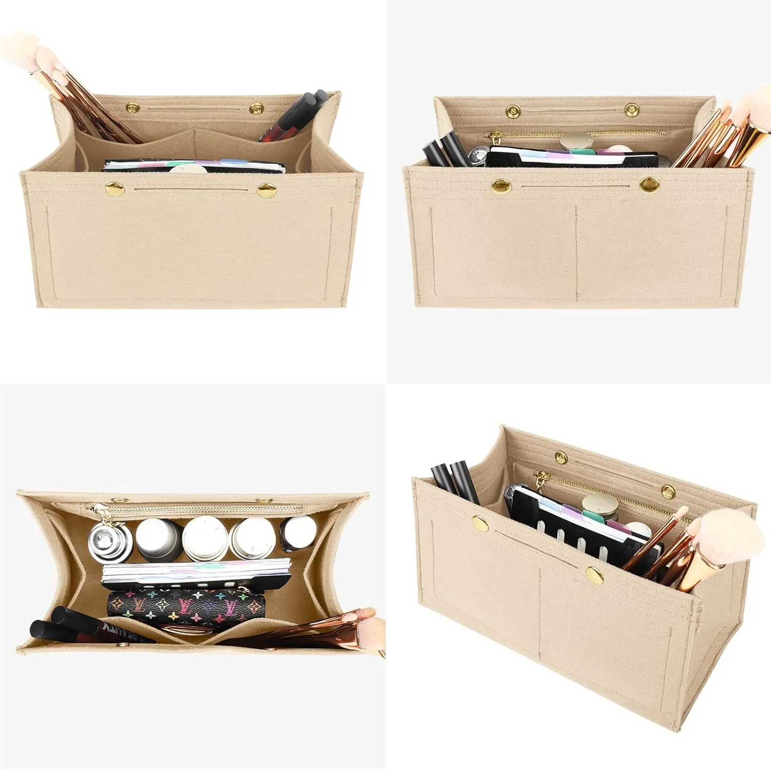 LEXSION Purse Organizer Insert for Handbags, Felt Bag Organizer for Birkin 30, Tote Bag Organizer Insert 8033 Beige Medium