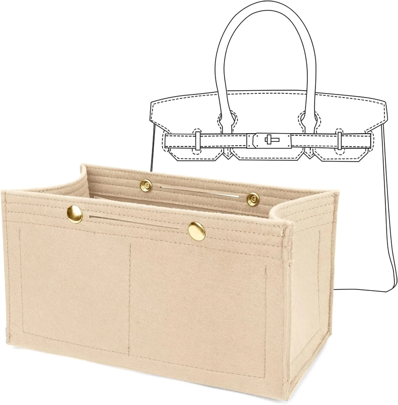 LEXSION Purse Organizer Insert for Handbags, Felt Bag Organizer for Birkin 30, Tote Bag Organizer Insert 8033 Beige Medium