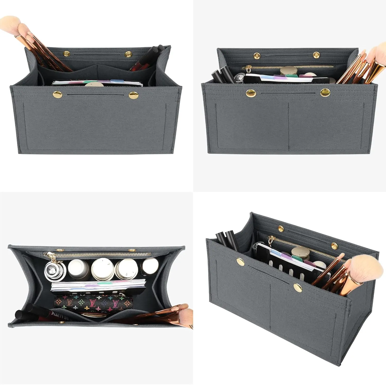 LEXSION Purse Organizer Insert for Handbags, Felt Bag Organizer for Birkin 30, Tote Bag Organizer Insert 8033 Grey Medium