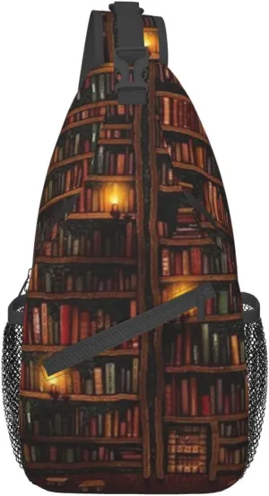 Library Crossbody Bag Books Shoulder Bag Funny Backpack Sling Bag Chest Casual Daypack for Outdoor