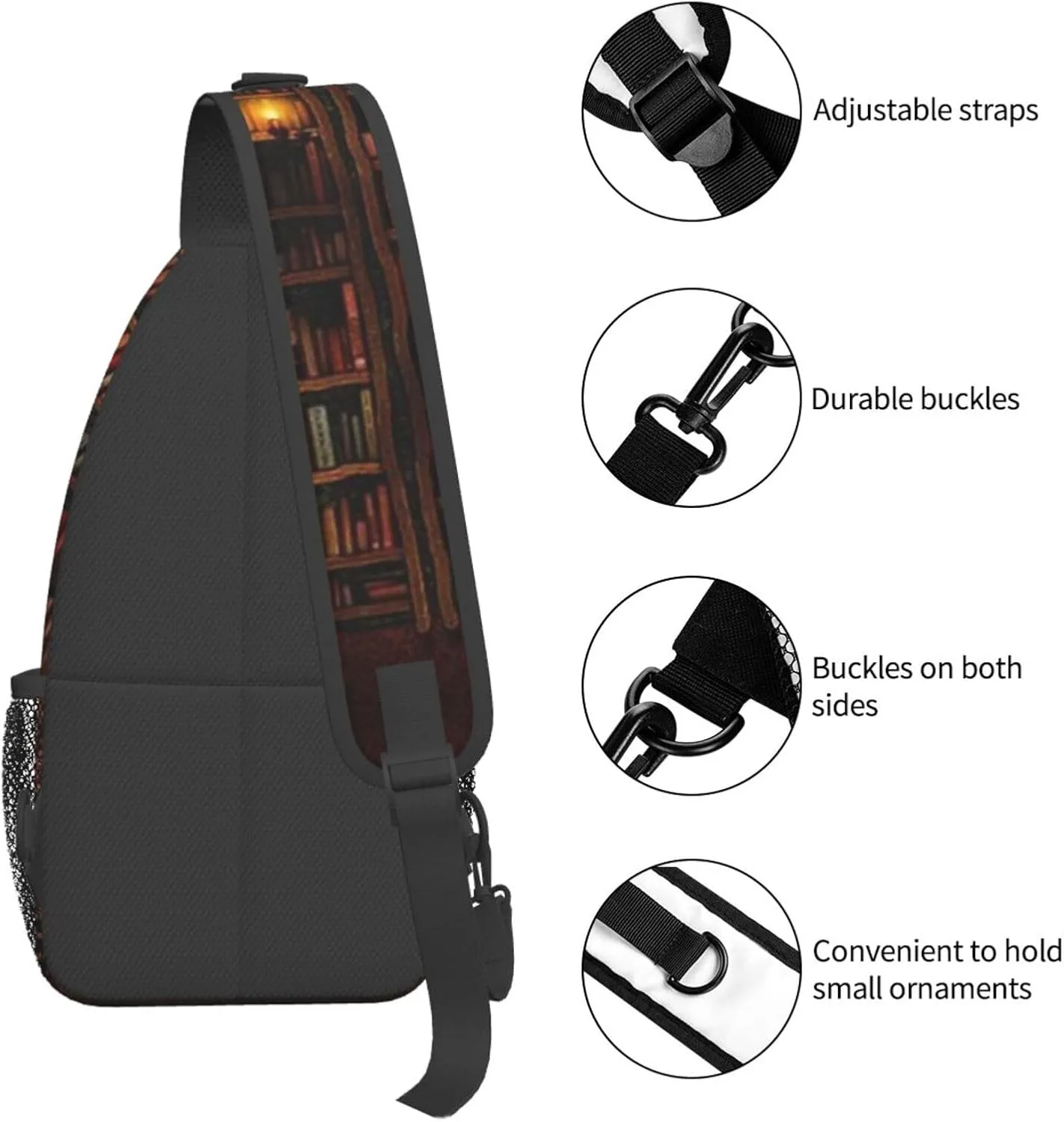 Library Crossbody Bag Books Shoulder Bag Funny Backpack Sling Bag Chest Casual Daypack for Outdoor