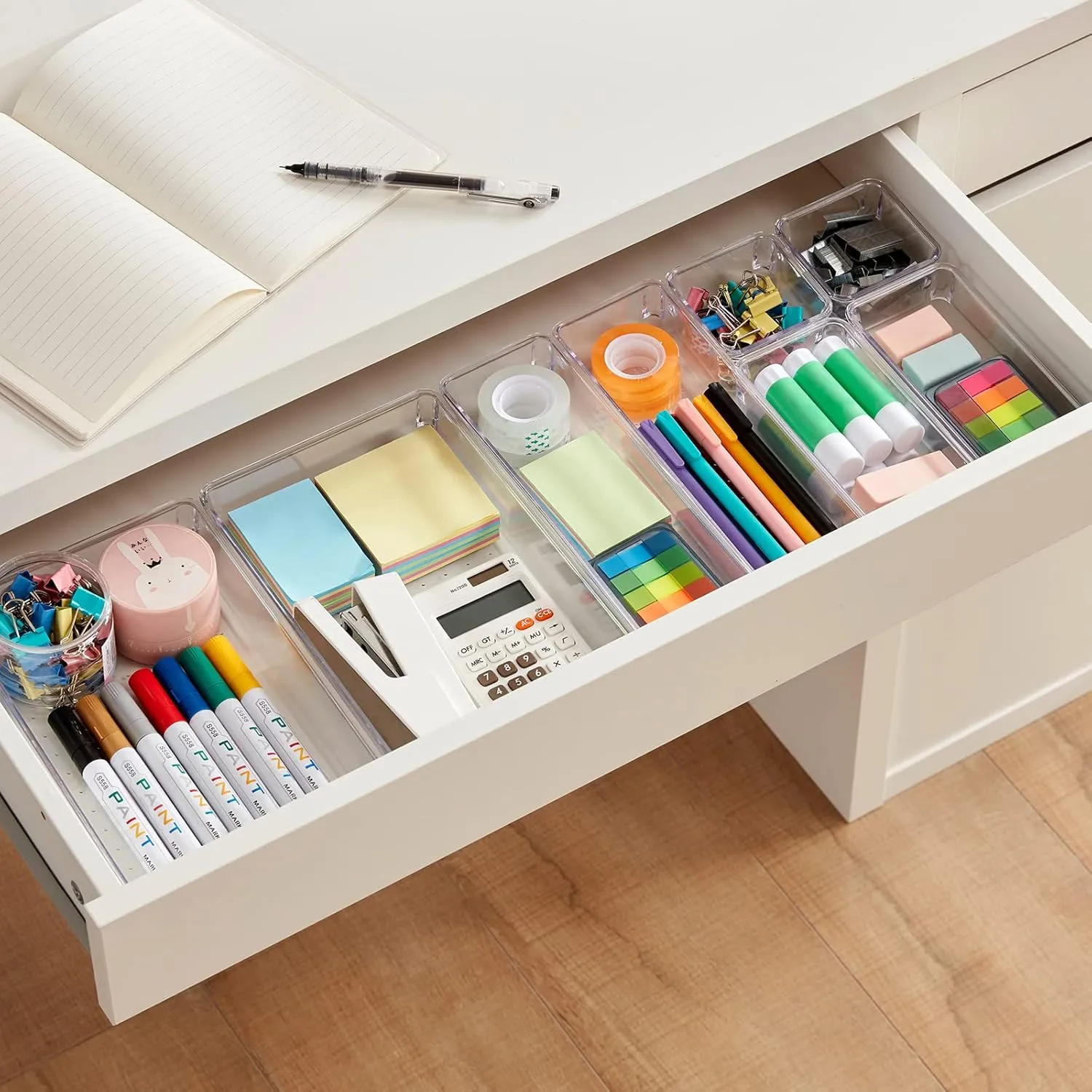 Lifewit 11 PCS Drawer Organizer Set Clear Plastic Desk Drawer Dividers Trays Dresser Storage Bins Separation Box for Makeup, Jewelries and Gadgets, Bedroom, Bathroom, Office