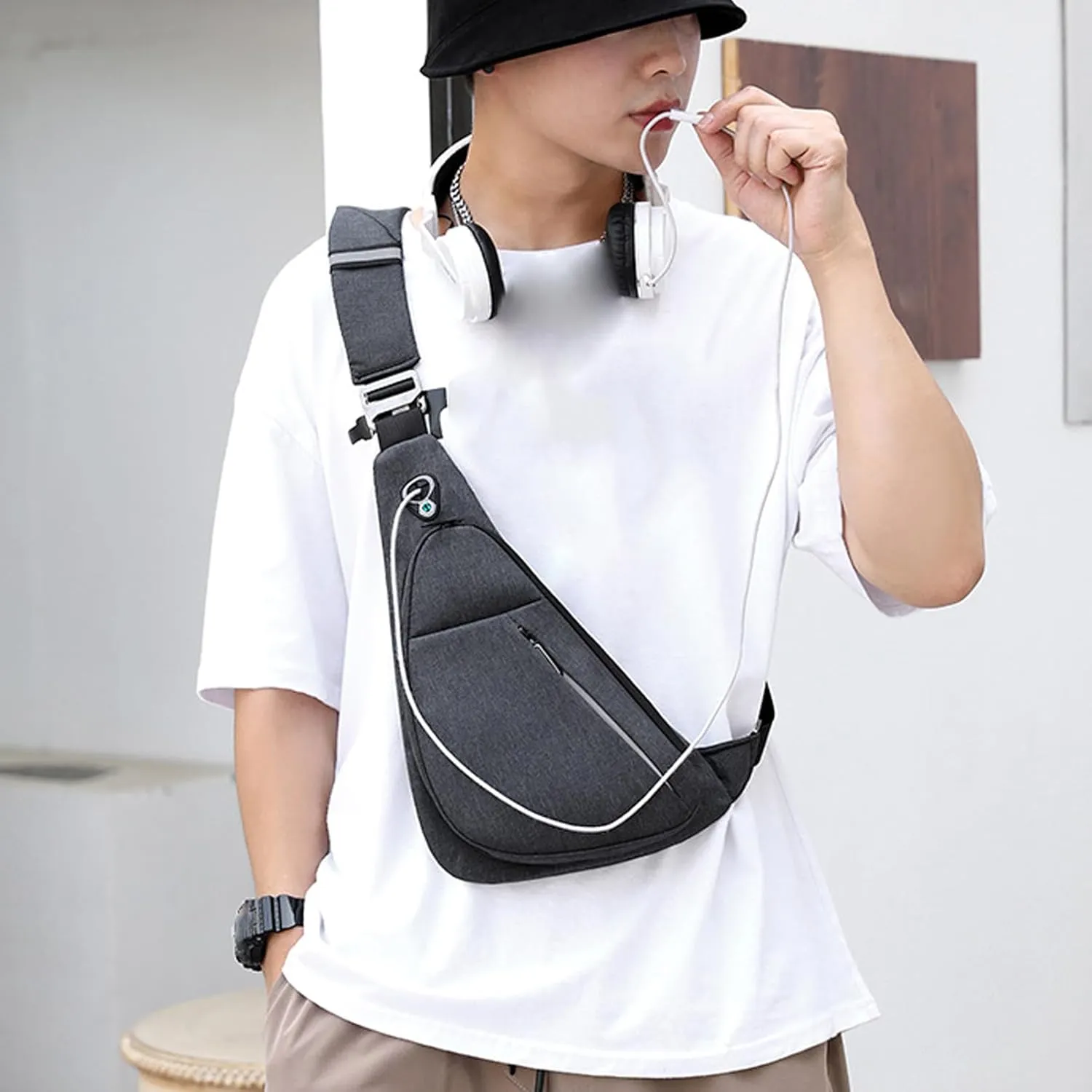 Lightweight Anti-Theft Men's Crossbody Chest Bag Multifunctional Outdoor Travel Shoulder Backpack Waterproof
