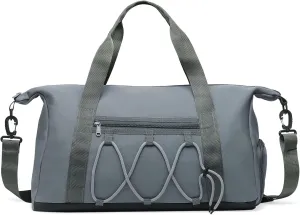 Lightweight Gym Bag for Men & Women, Water Resistant Sports Duffel Bag with Shoe Compartment & Wet Pocket for Travel Weekender & Fitness, Gray
