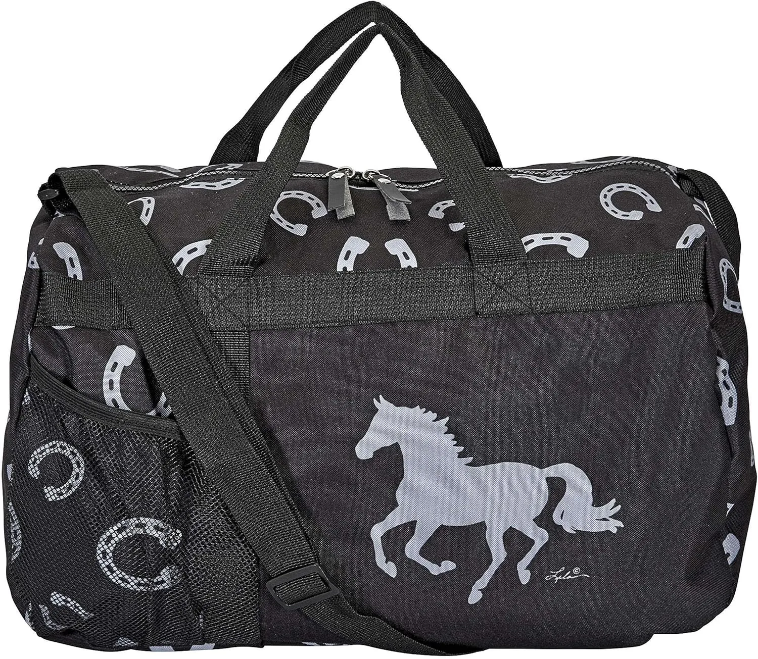 Lila Horseshoe Black/Gray Travel Duffel Bag
