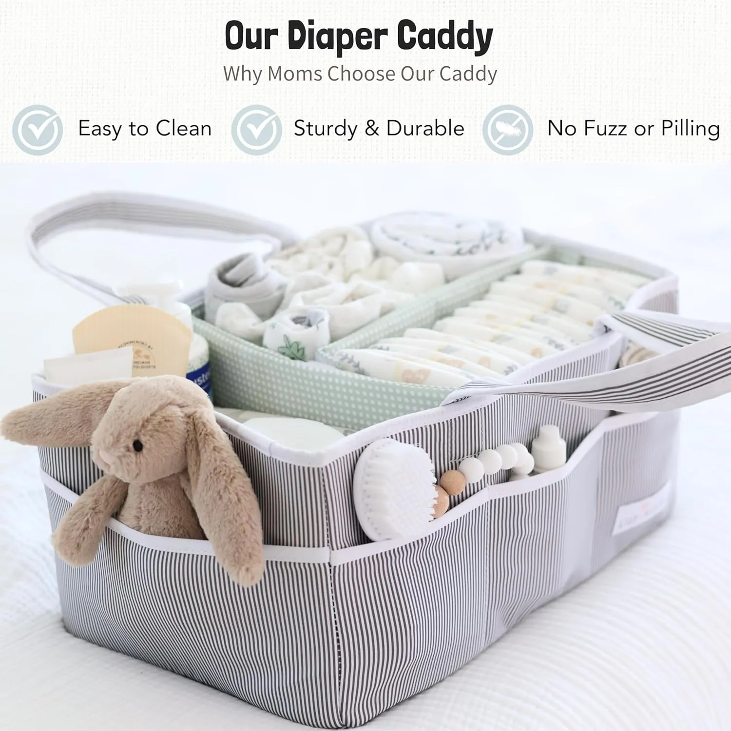 Lily Miles Baby Diaper Caddy - Large Organizer Tote Bag for Newborn essentials Boy or Girl - Baby Shower Basket - Nursery Must Haves - Registry Favorites - Newborn Caddie Car Travel