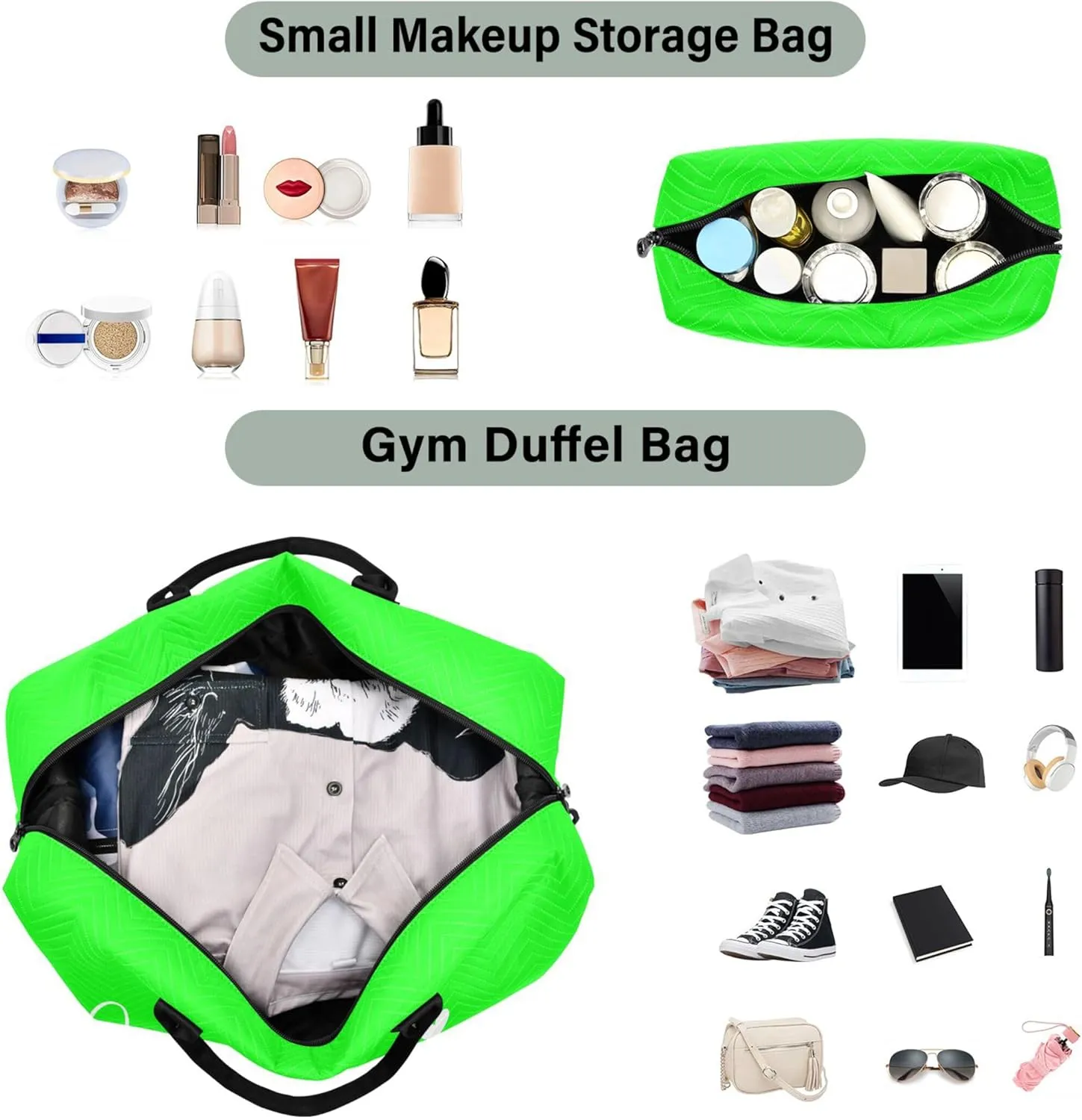 Lime Custom Travel Duffel Bag with Toiletry Bag Personalized Weekender Bag for Travel Sports Trips Large Gym Carry On Bag for Women & Men