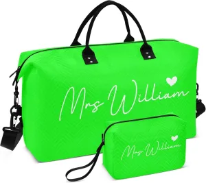 Lime Custom Travel Duffel Bag with Toiletry Bag Personalized Weekender Bag for Travel Sports Trips Large Gym Carry On Bag for Women & Men