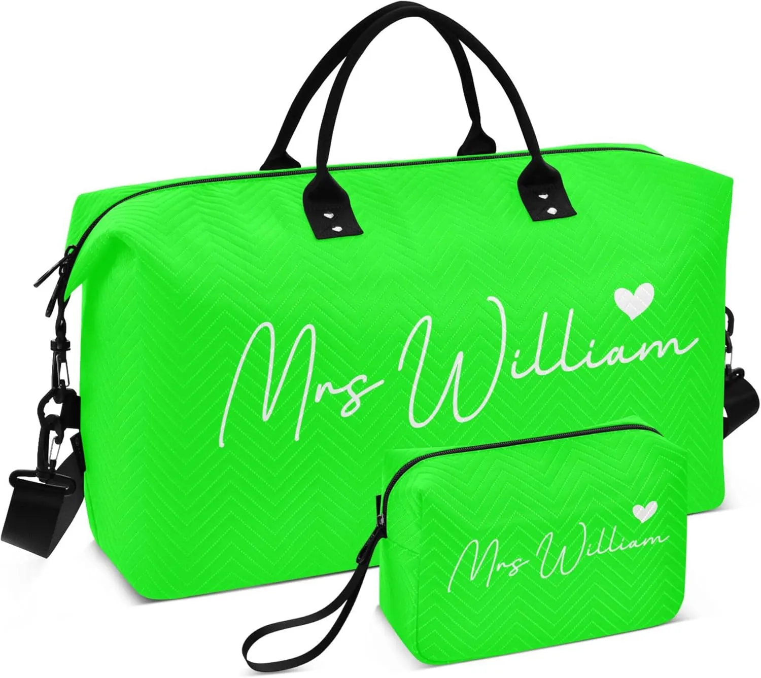 Lime Custom Travel Duffel Bag with Toiletry Bag Personalized Weekender Bag for Travel Sports Trips Large Gym Carry On Bag for Women & Men