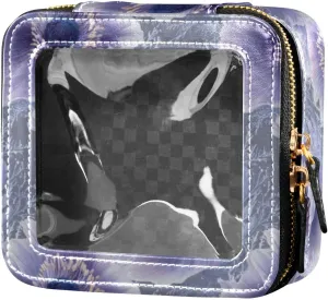 linqin Purple Chic Anemone Clear Makeup Organizer Bag Travel Toiletry Bag Cosmetic Organizer Case for Flying
