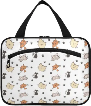 linqin Toiletry Bag for Travel, Cats Kittens Makeup Bag Large Cosmetic Bag Organizer with Hanging Hook for Women Men