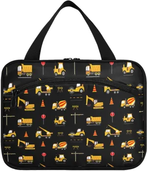 linqin Toiletry Bag for Travel, Construction Machinery Makeup Bag Large Cosmetic Bag Organizer with Hanging Hook for Women Men