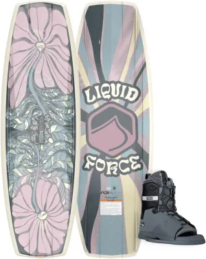 Liquid Force 2025 Women's M.E. Wakeboard 134cm with Transit Size M 5-9 | W 7-11 Wakeboard Bindings Package
