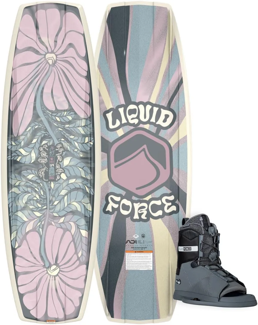 Liquid Force 2025 Women's M.E. Wakeboard 134cm with Transit Size M 5-9 | W 7-11 Wakeboard Bindings Package