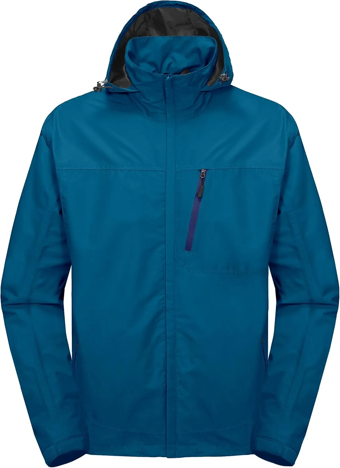 Little Donkey Andy Men's Waterproof Rain Jacket with Detachable Hood Outdoor Raincoat for Hiking Travel Cycling
