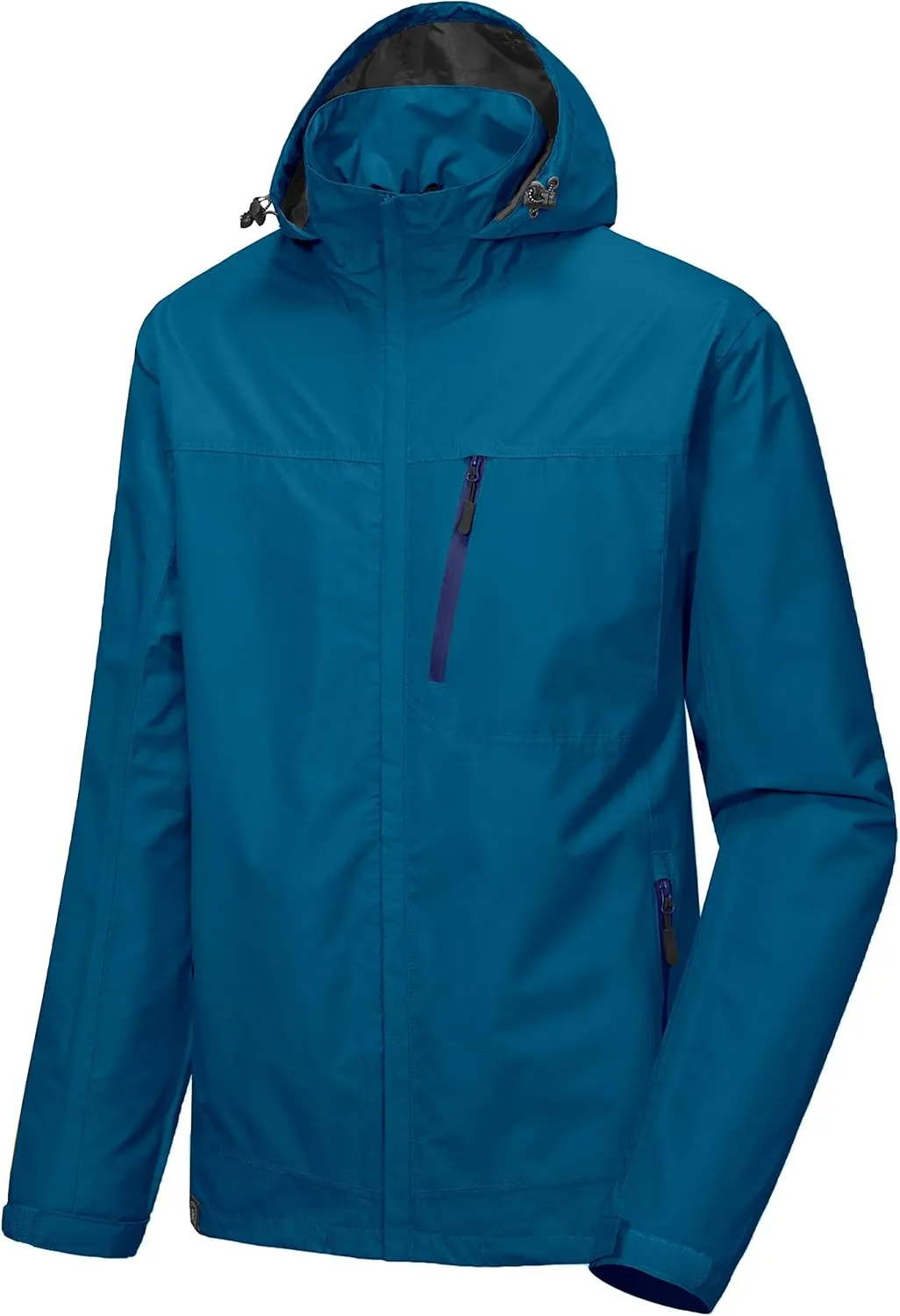 Little Donkey Andy Men's Waterproof Rain Jacket with Detachable Hood Outdoor Raincoat for Hiking Travel Cycling