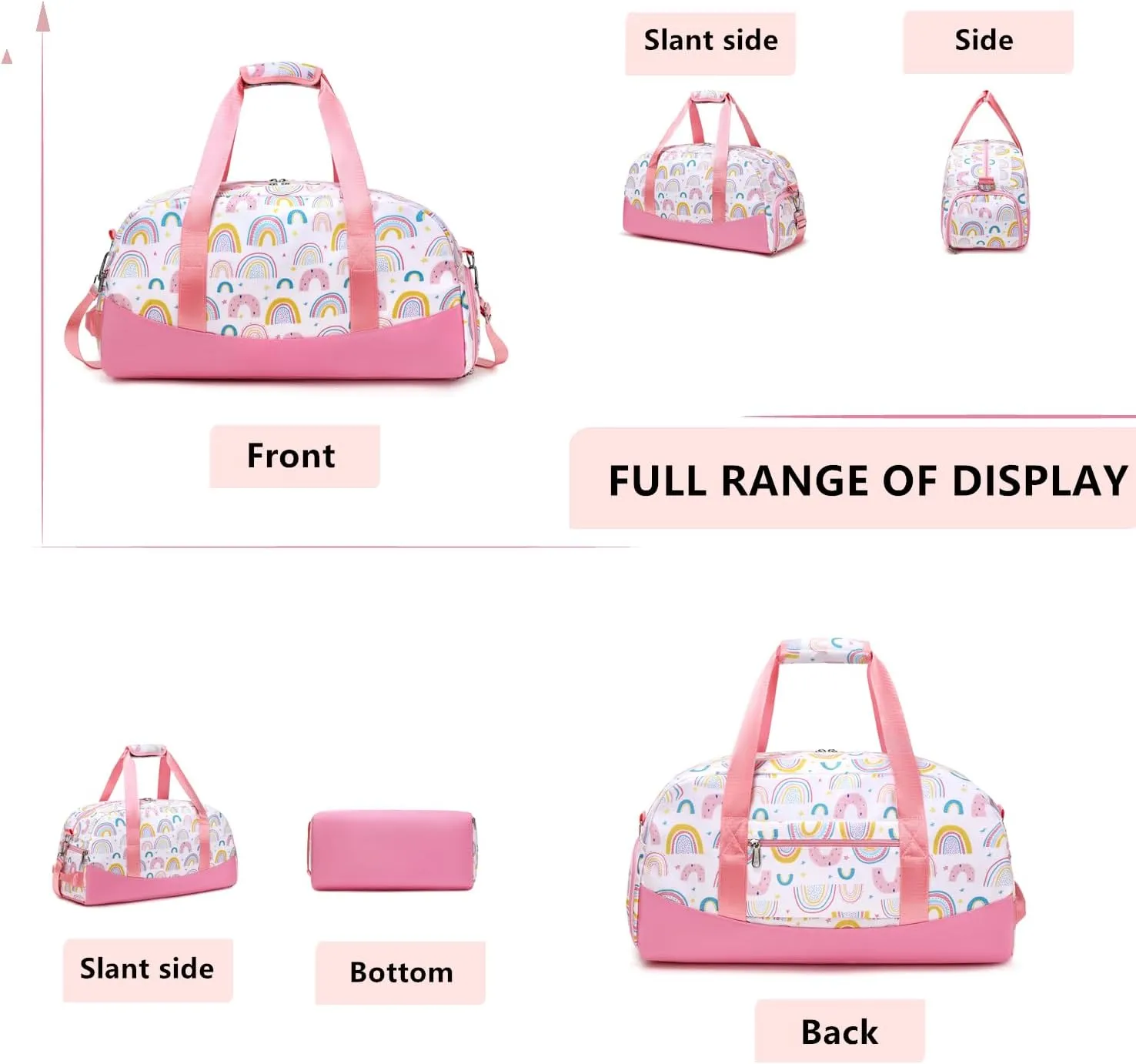 Lmwzh Kids Duffle Bag For Girls Perfect For Early Elementary Overnight Travel Bag With Shoes Compartment Dry And Wet Pocket Carry On Weekender Bag (Rainbow)