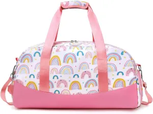 Lmwzh Kids Duffle Bag For Girls Perfect For Early Elementary Overnight Travel Bag With Shoes Compartment Dry And Wet Pocket Carry On Weekender Bag (Rainbow)