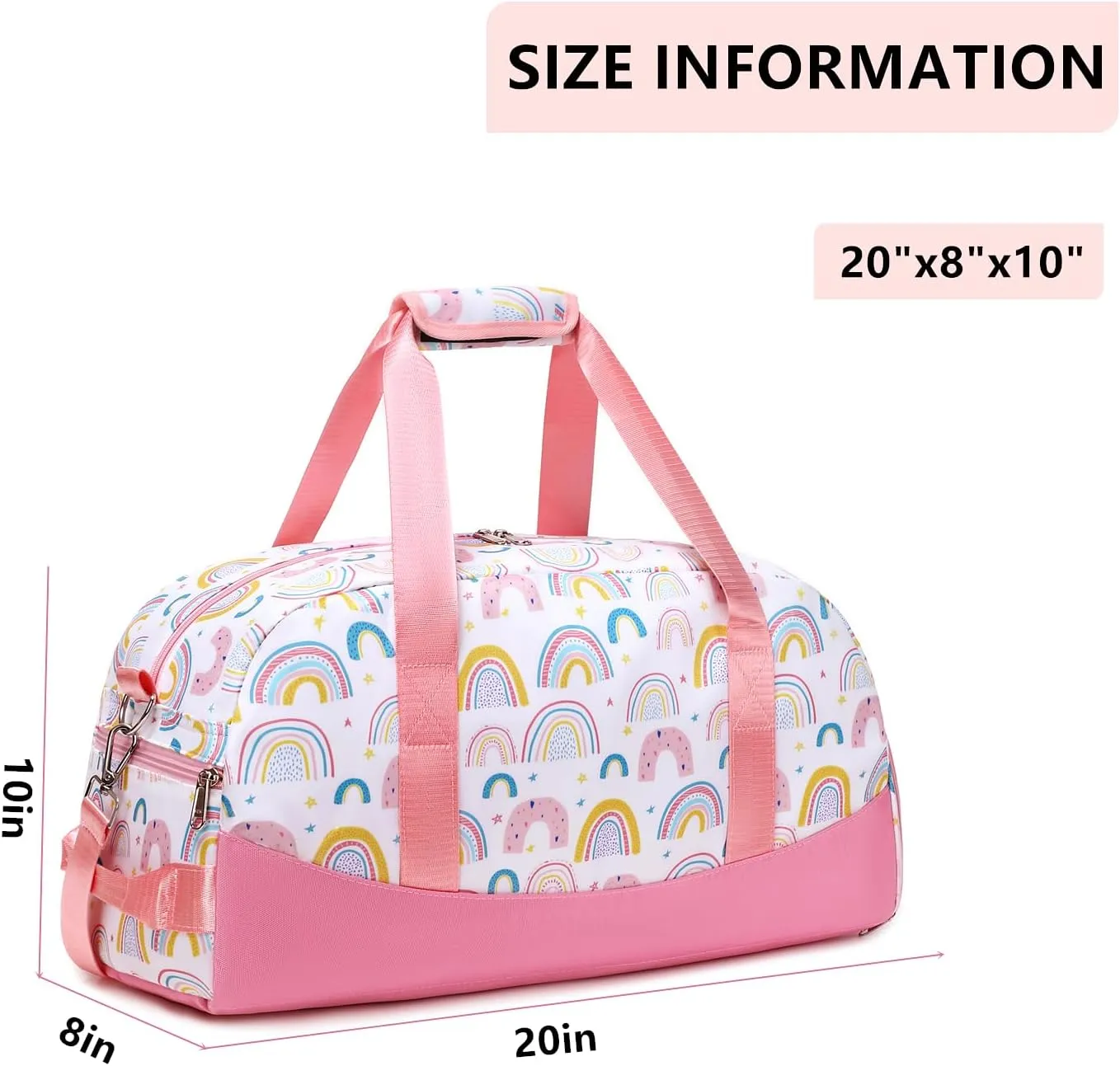 Lmwzh Kids Duffle Bag For Girls Perfect For Early Elementary Overnight Travel Bag With Shoes Compartment Dry And Wet Pocket Carry On Weekender Bag (Rainbow)