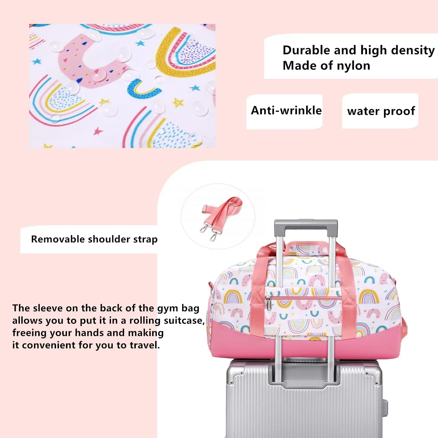 Lmwzh Kids Duffle Bag For Girls Perfect For Early Elementary Overnight Travel Bag With Shoes Compartment Dry And Wet Pocket Carry On Weekender Bag (Rainbow)