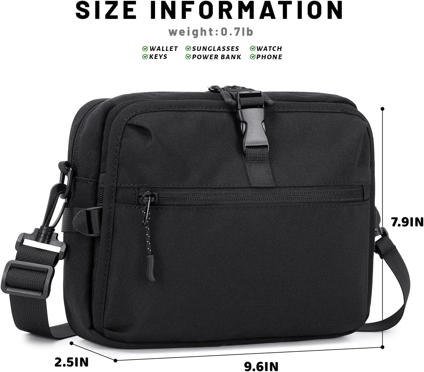 Lohol Small Messenger Bag for Men Women, Adjustable Crossbody Sling bag Purse for Daily Use Travel Sports