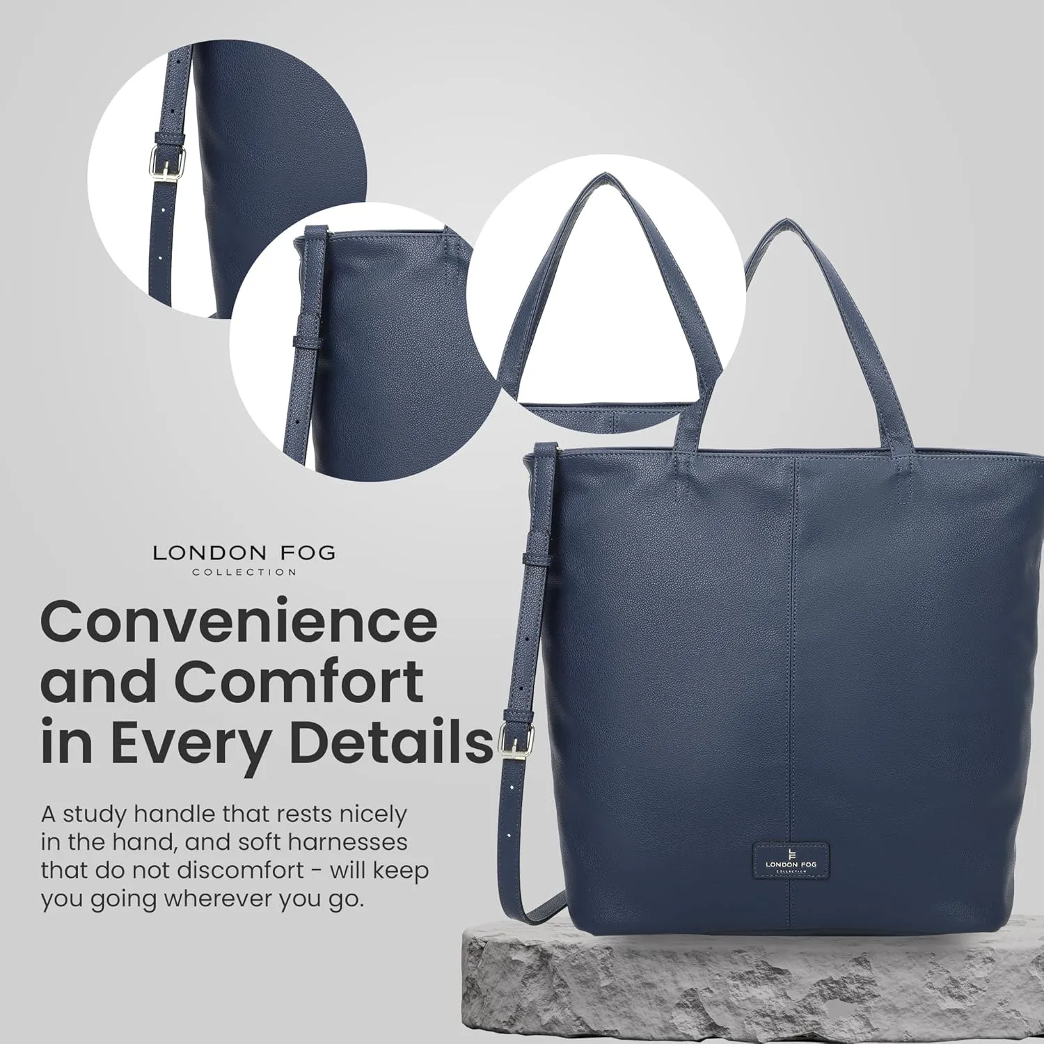 LONDON FOG - Women's Tote Bag, Crossbody Bag, and Wallet 3-Piece Set | Faux Leather | Purse Set for Work, Travel, & Outings