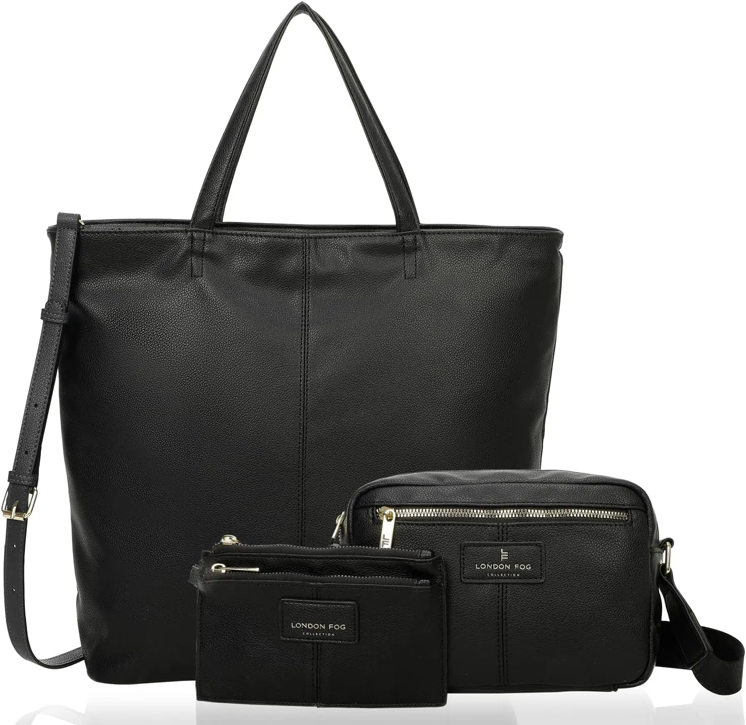 LONDON FOG - Women's Tote Bag, Crossbody Bag, and Wallet 3-Piece Set | Faux Leather | Purse Set for Work, Travel, & Outings