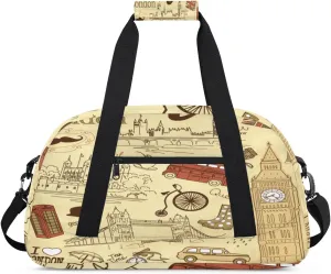 London Landmark Backdrop Kids Overnighted Duffel Bag Carry-On Size & Ideal for School Practice or Weekender Travel with Zip and Shoulder Stra for Boys & Girls