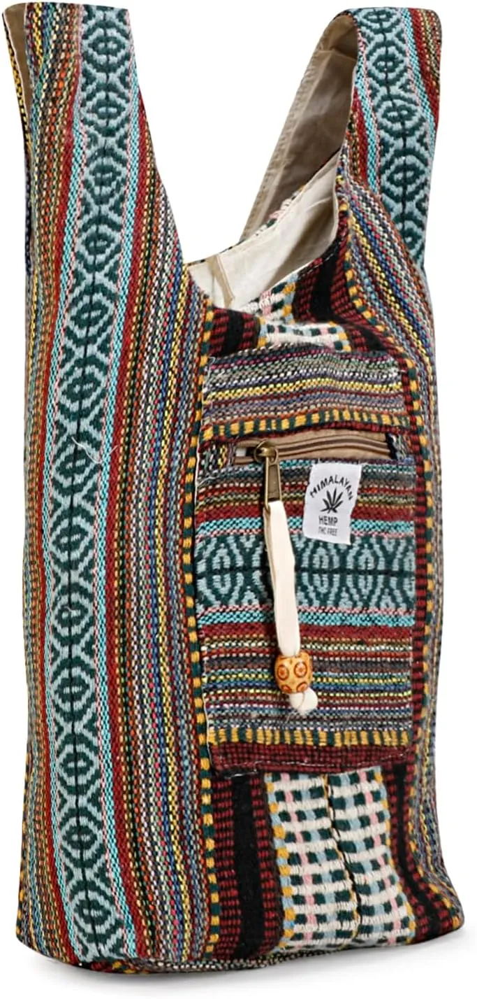 LONGING TO BUY Hemp Messenger Crossbody Sling Bag - Unisex Beach Party Bag