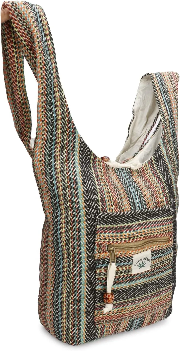 LONGING TO BUY Hemp Messenger Crossbody Sling Bag - Unisex Beach Party Bag