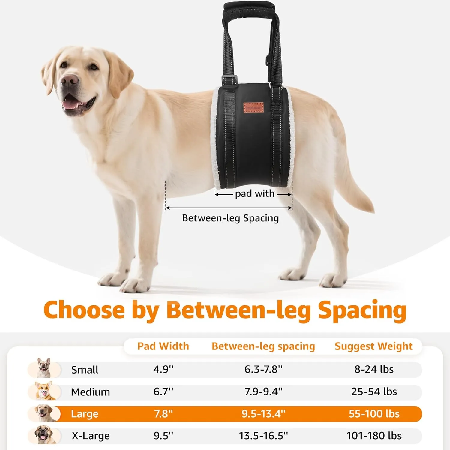 LOOBANI Portable Dog Sling for Back Legs, Hip Support Harness to Help Lift Rear for Canine Aid Old K9 Cruciate Ligament Rehabilitation