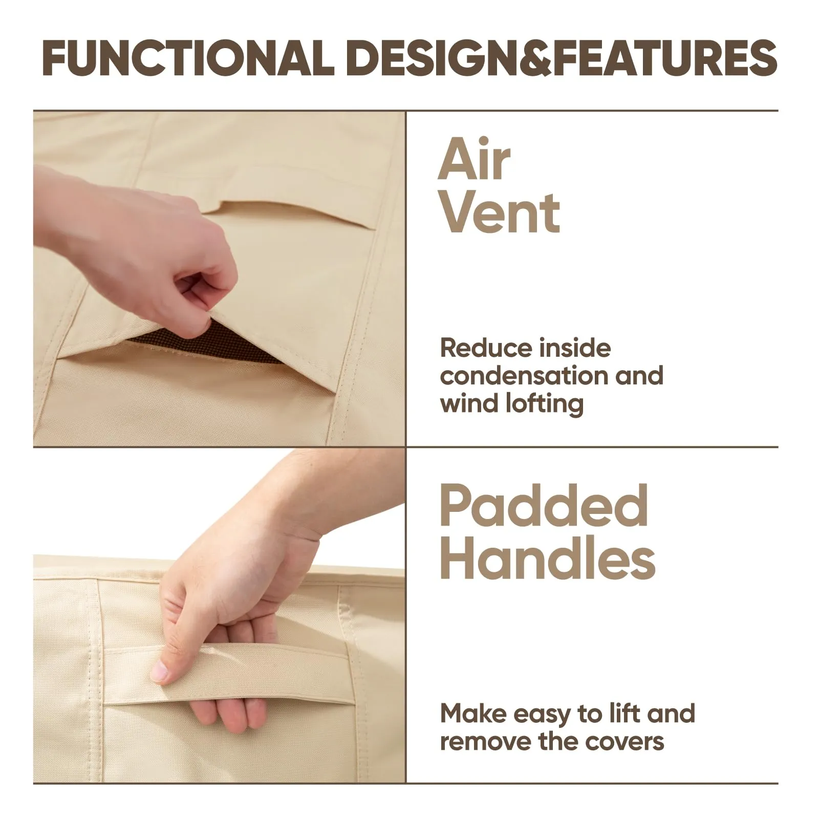 loriano Patio Furniture Covers Set, 3 Piece Outdoor Furniture Cover Waterproof, 600D Heavy Duty Lawn Furniture Covers Set
