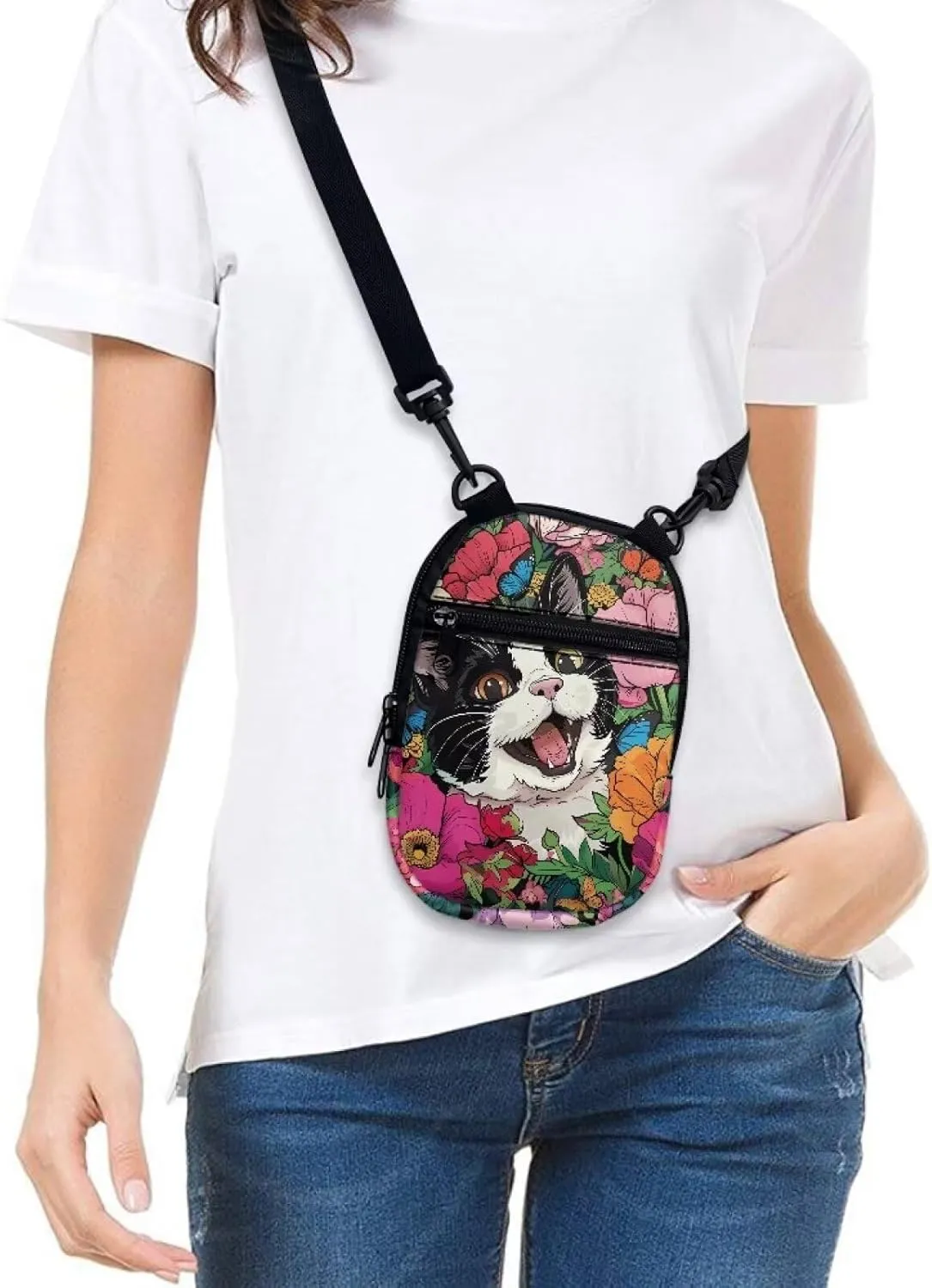 Lotusorchid Small Message Bag Women Shoulder Bag with Adjustable Staps, Sling Phone Bag Crossbody Satchel Purse Wallet
