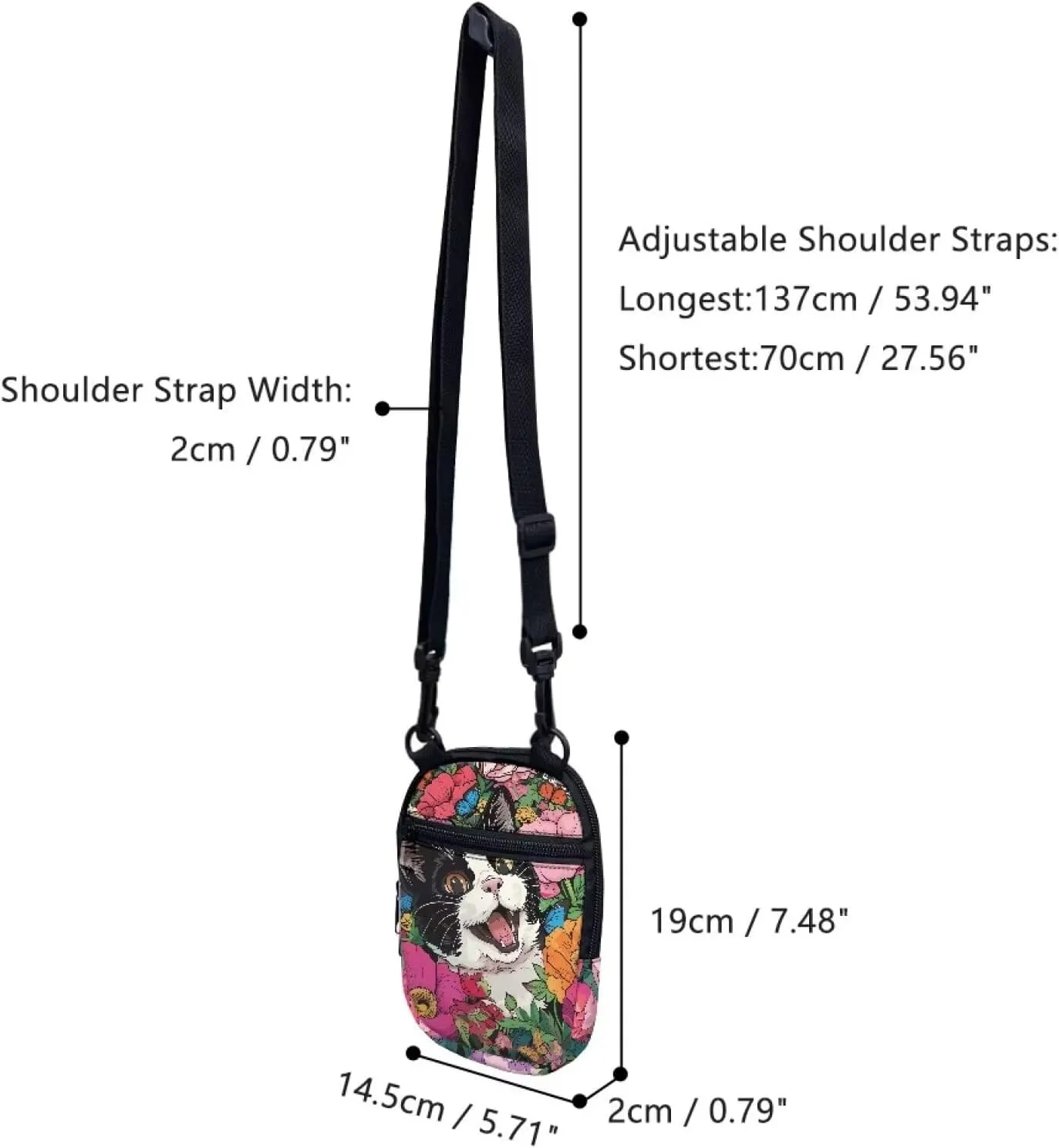 Lotusorchid Small Message Bag Women Shoulder Bag with Adjustable Staps, Sling Phone Bag Crossbody Satchel Purse Wallet