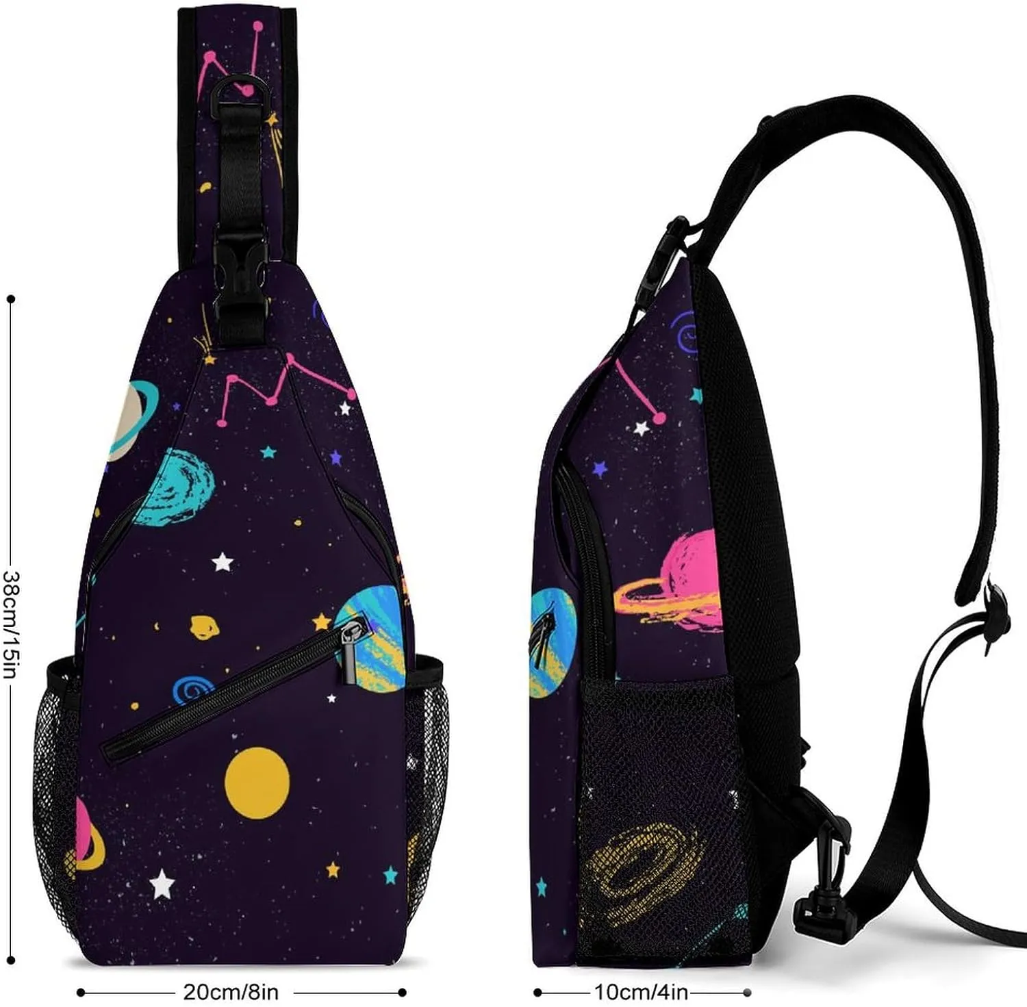 Lovely Galaxy Print Crossbody Sling Bag for Women Men Travel Chest Bag, Cycling Shoulder Backpack
