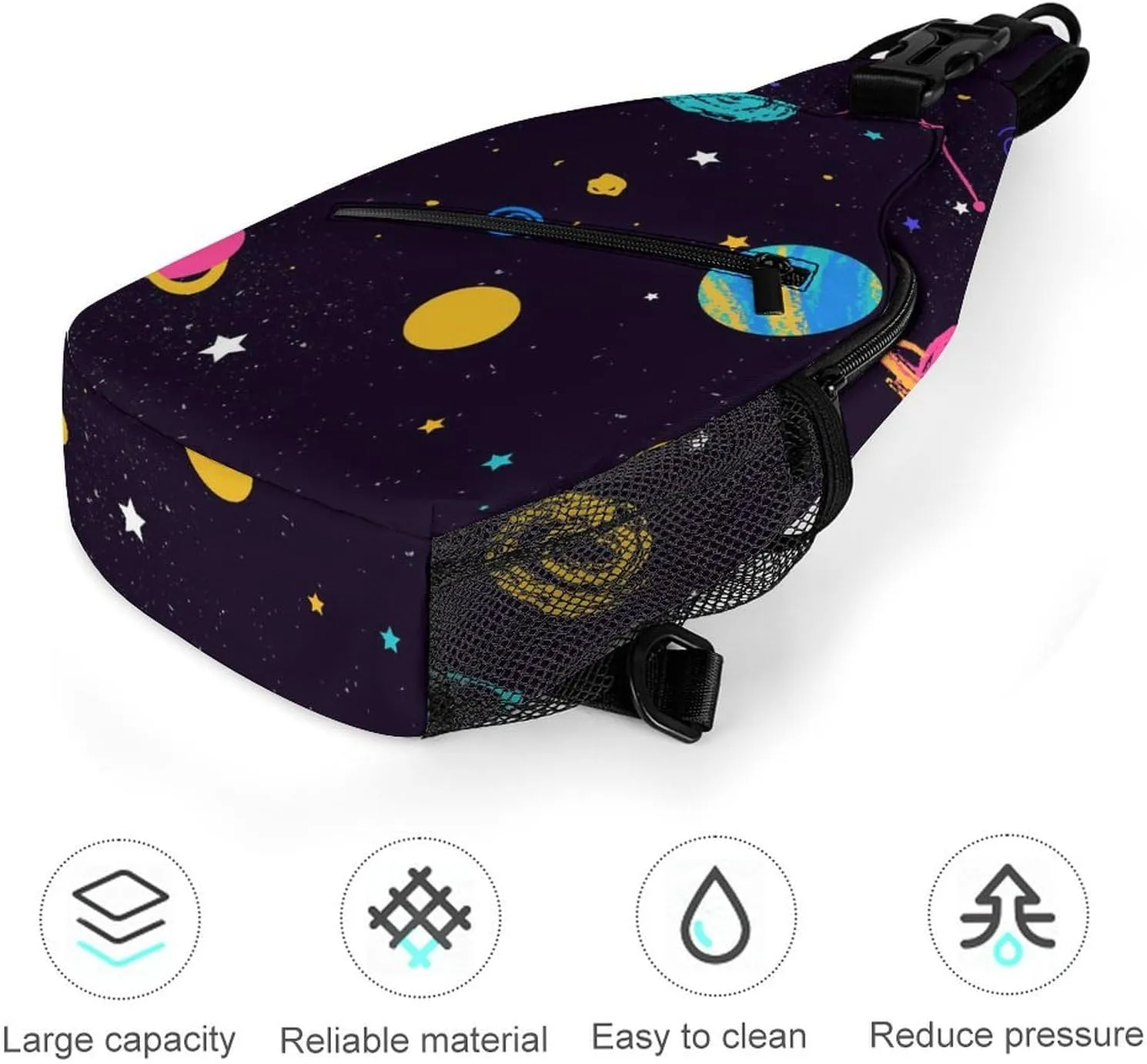 Lovely Galaxy Print Crossbody Sling Bag for Women Men Travel Chest Bag, Cycling Shoulder Backpack