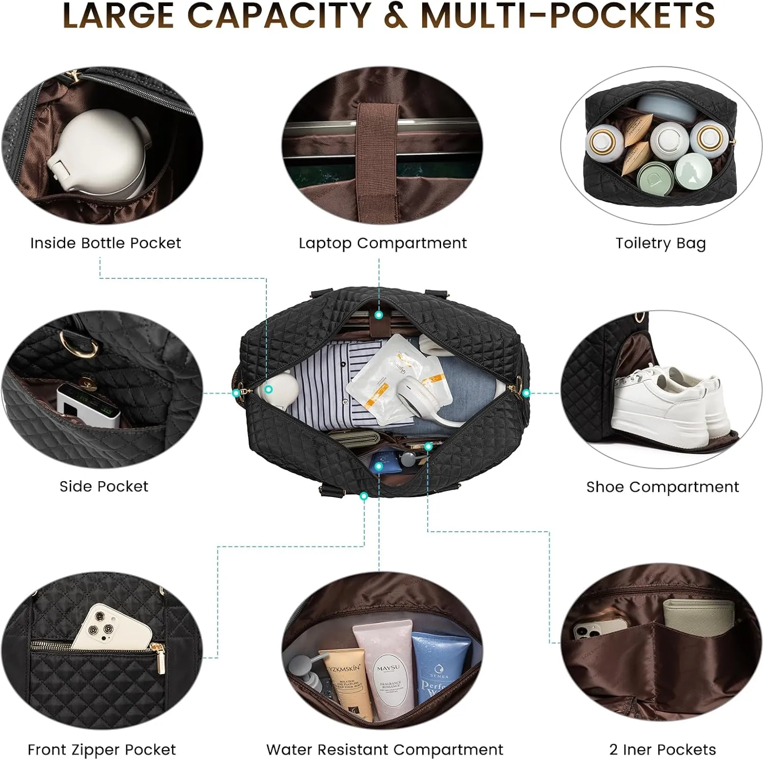 LOVEVOOK Hospital Duffle Bag for Women - Labor Delivery, Travel & Overnight with Shoe & Laptop Compartments