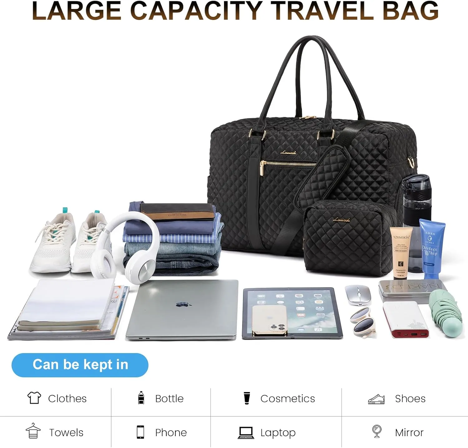 LOVEVOOK Hospital Duffle Bag for Women - Labor Delivery, Travel & Overnight with Shoe & Laptop Compartments