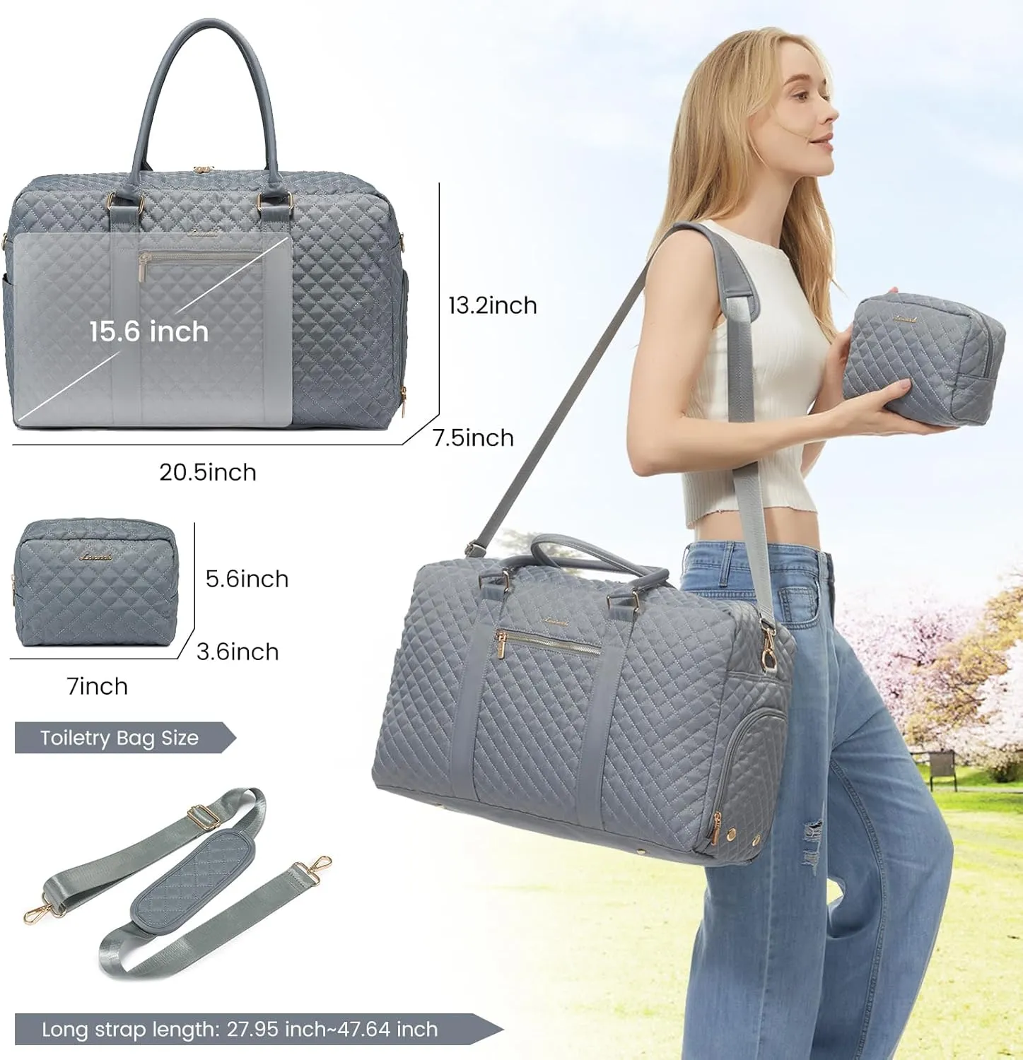 LOVEVOOK Travel Duffle Bag, Weekender Bags for Women with Shoe Compartment, Carry on Overnignt Bag with Laptop Compartment, Yoga Gym Duffel Bag with Toiletry Bag, Hospital Bag for Labor and Delivery