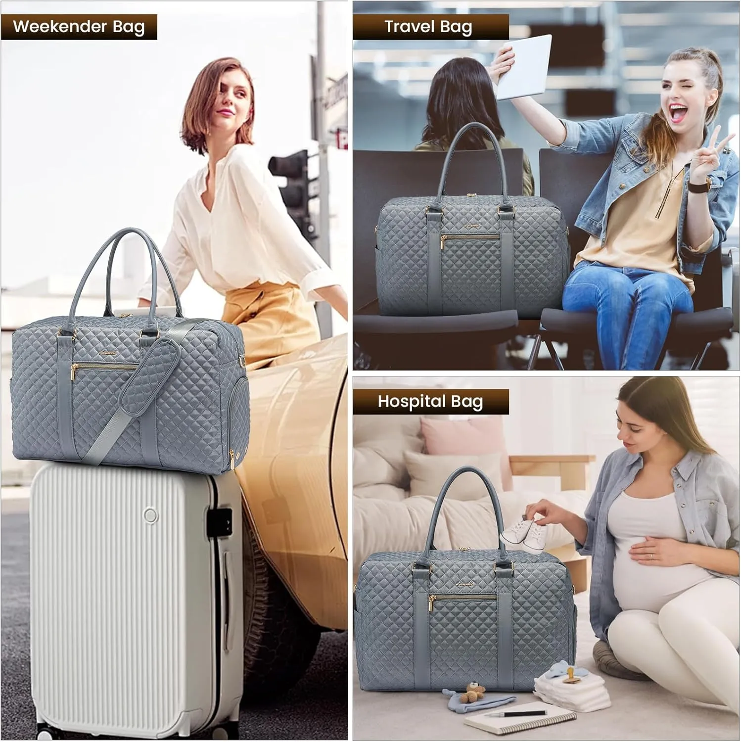 LOVEVOOK Travel Duffle Bag, Weekender Bags for Women with Shoe Compartment, Carry on Overnignt Bag with Laptop Compartment, Yoga Gym Duffel Bag with Toiletry Bag, Hospital Bag for Labor and Delivery