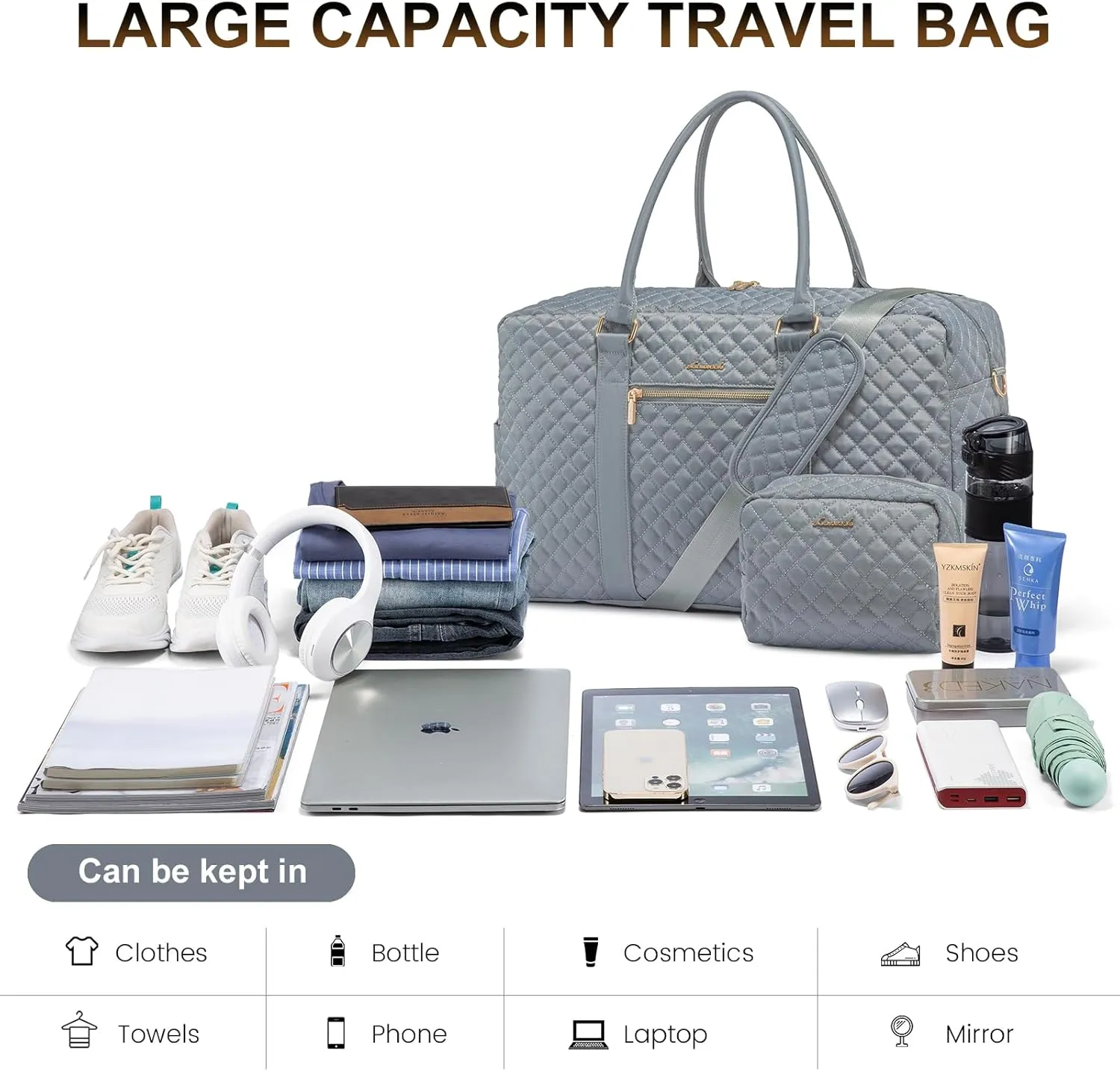 LOVEVOOK Travel Duffle Bag, Weekender Bags for Women with Shoe Compartment, Carry on Overnignt Bag with Laptop Compartment, Yoga Gym Duffel Bag with Toiletry Bag, Hospital Bag for Labor and Delivery