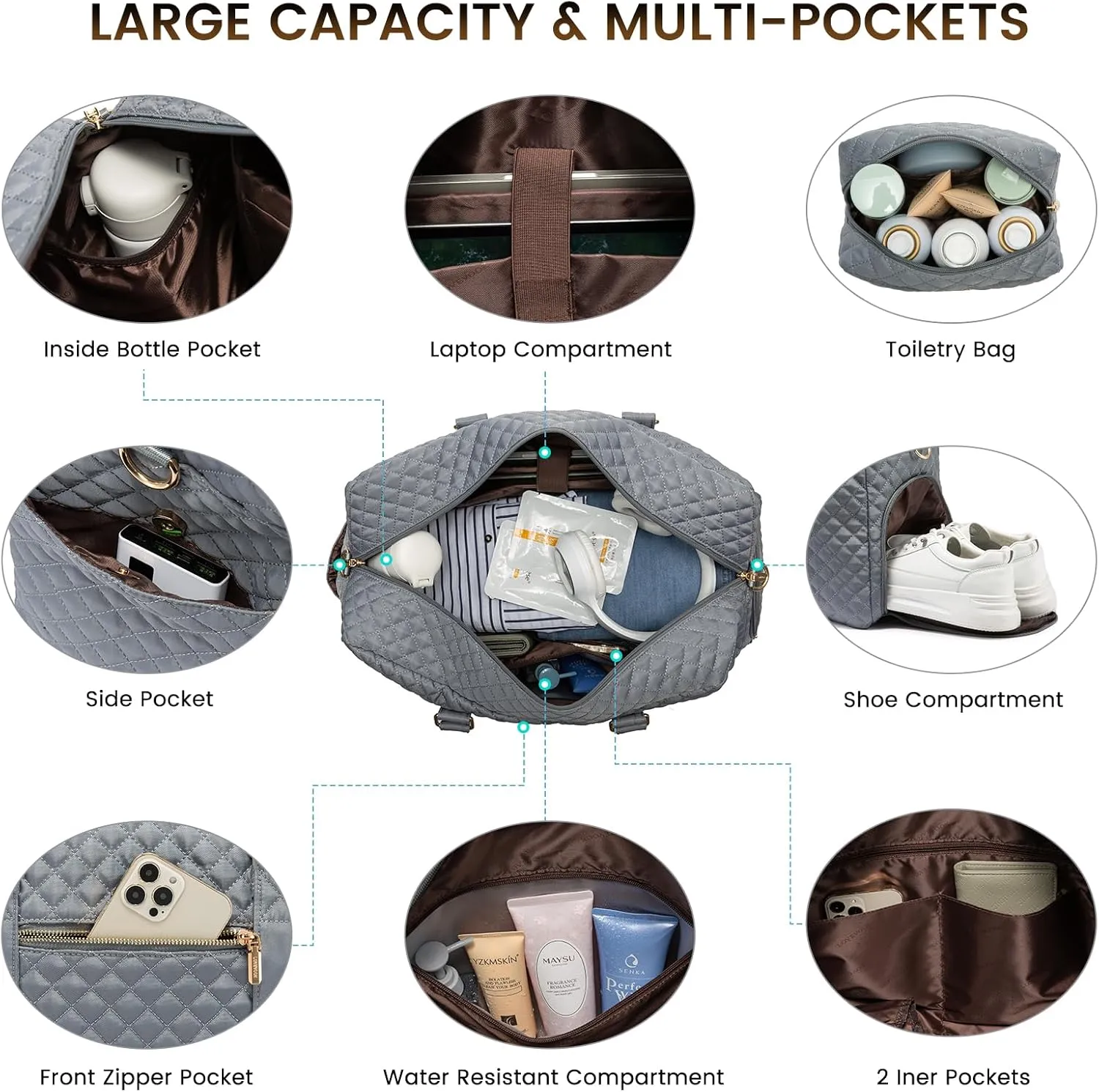 LOVEVOOK Travel Duffle Bag, Weekender Bags for Women with Shoe Compartment, Carry on Overnignt Bag with Laptop Compartment, Yoga Gym Duffel Bag with Toiletry Bag, Hospital Bag for Labor and Delivery