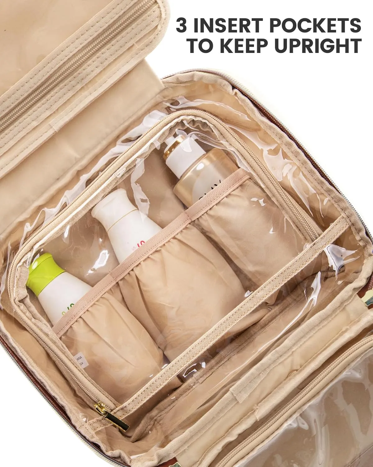 LOVEVOOK Travel Toiletry Bag for Women, Water-resistant Hanging Makeup Organizer with Jewelry Compartment, Portable Cosmetic Bag with Luggage Strap for Travel essentials(Pink,10.5 Inch)