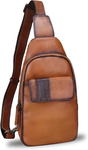 LRTO Genuine Leather Sling Bag - Handmade Leather Backpack for Women and Men - Crossbody, Chest Bag