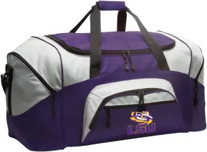 LSU Tigers Duffle Bag Louisiana State University Large Duffel Bag Suitcase (Purple)
