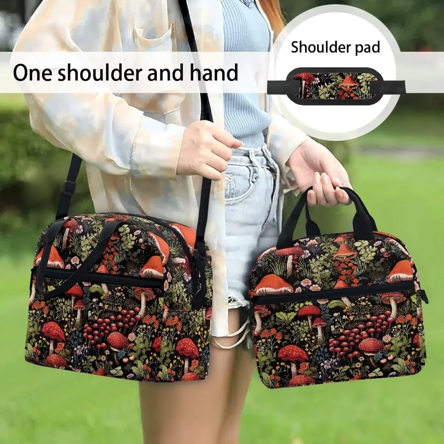 Lunch Bag Lunchbox Organizer Insulated Waterproof Men Women Tote Cooler Handbag Adjustable Shoulder Strap for Office Picnic Travel Hiking