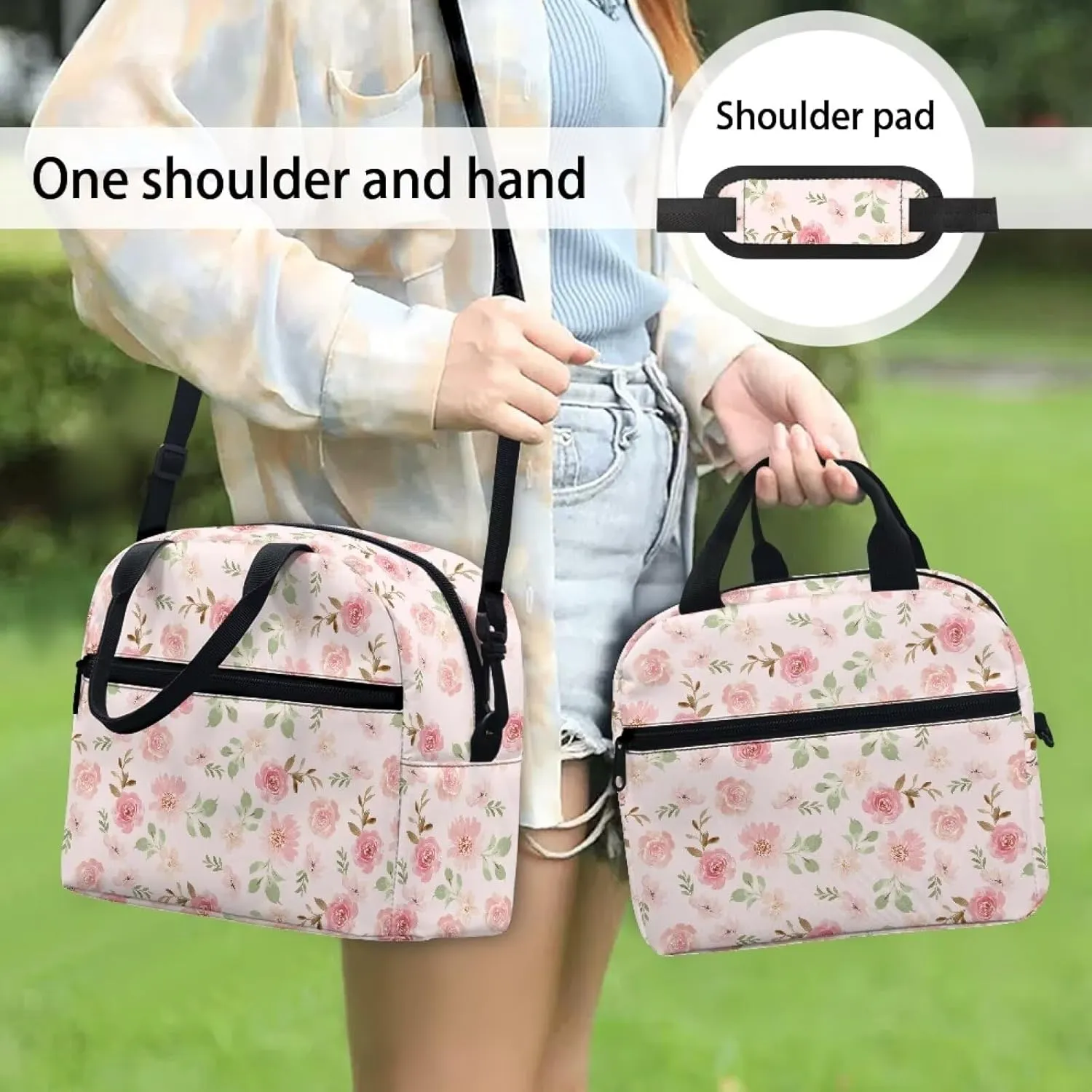 Lunch Bag Lunchbox Organizer Insulated Waterproof Men Women Tote Cooler Handbag Adjustable Shoulder Strap for Office Picnic Travel Hiking